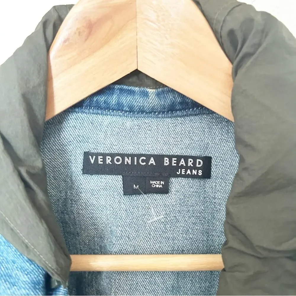 Veronica Beard Shani Jacket Denim Twill Hooded High-Low Hem Blue Cotton Size M - Picture 4 of 8